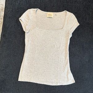 Elie Tahari “Greige” Ribbed Top